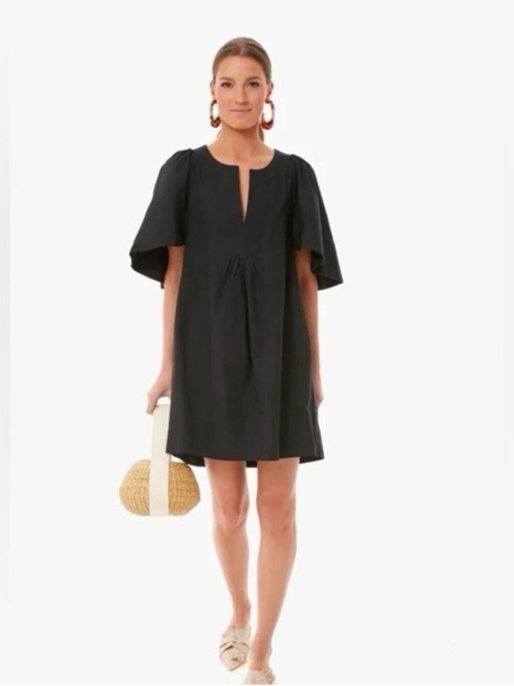 Tuckernuck POMANDER PLACE Black Finley Flutter sleeve Dress Minimalist XXL